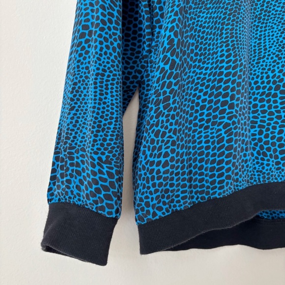 Tibi Silk Animal Print Pullover Top XS Long Sleeve Blue Black - Picture 3 of 8